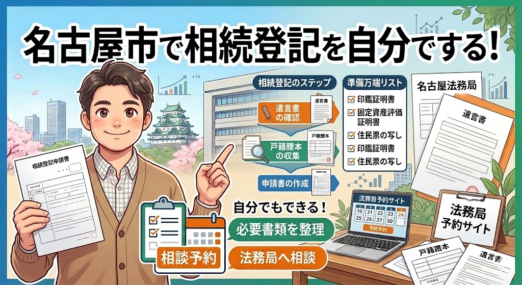 名古屋市で相続登記を自分でする!必要書類リストと法務局の相談予約術