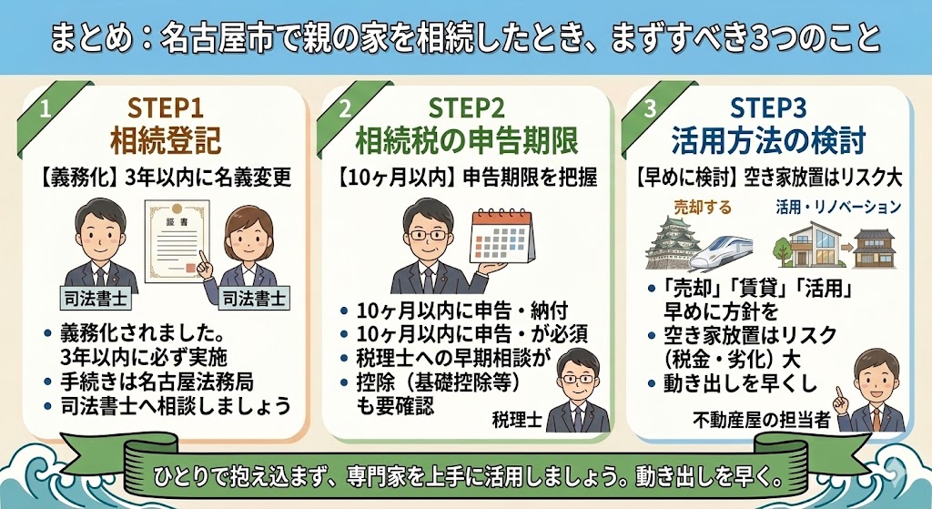 名古屋市で親の家を相続したあなたへ:まず最初にすべき3つのこと