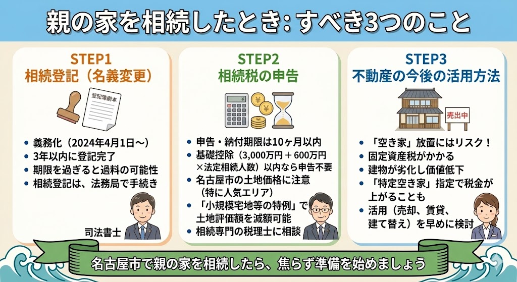 名古屋市で親の家を相続したあなたへ:まず最初にすべき3つのこと
