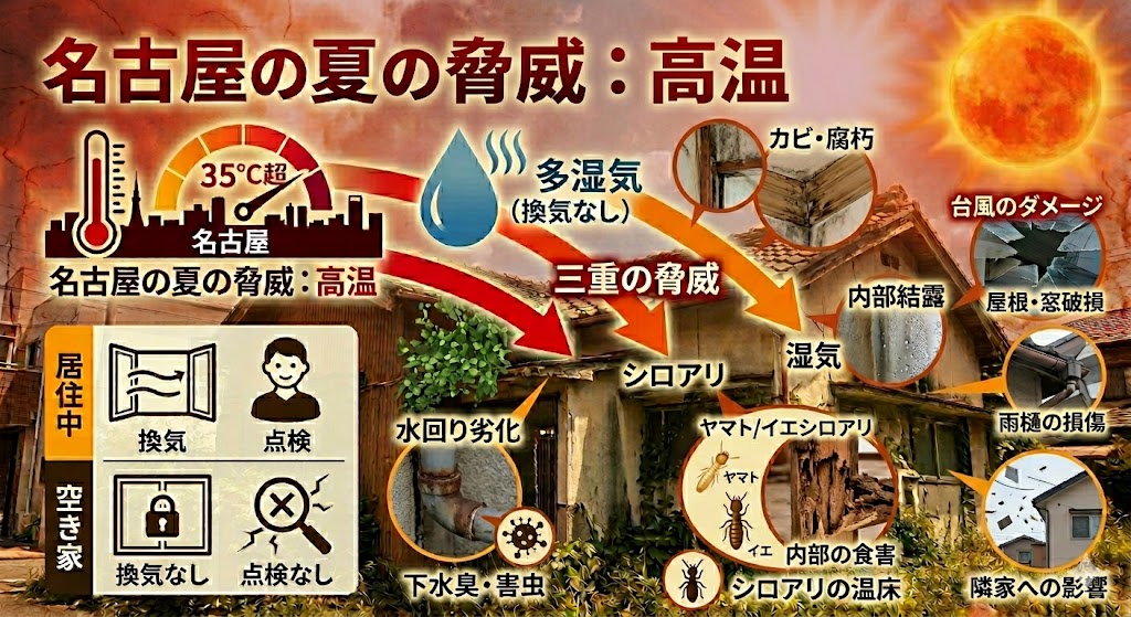 名古屋の夏は空き家の天敵!放置3年で取り返しのつかないことになる理由