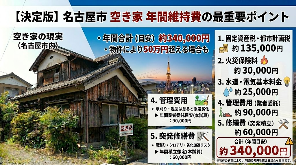 【放置は危険】名古屋市の空き家、維持するだけで年間いくらかかる?