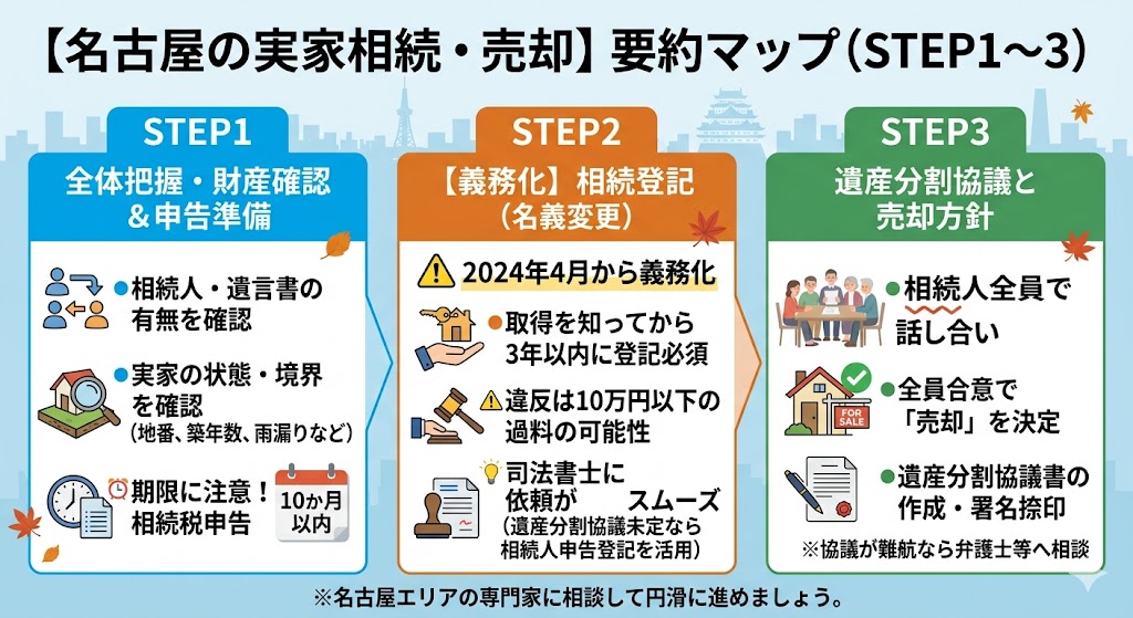 知らないと損する!名古屋市で相続した実家を売るまでの全ステップ:査定から引き渡しまで完全解説