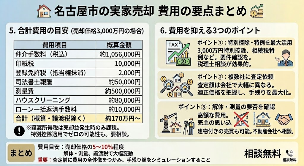 実家を売るなら先に知っておきたい!名古屋市の不動産売却でかかる「全費用」を完全公開