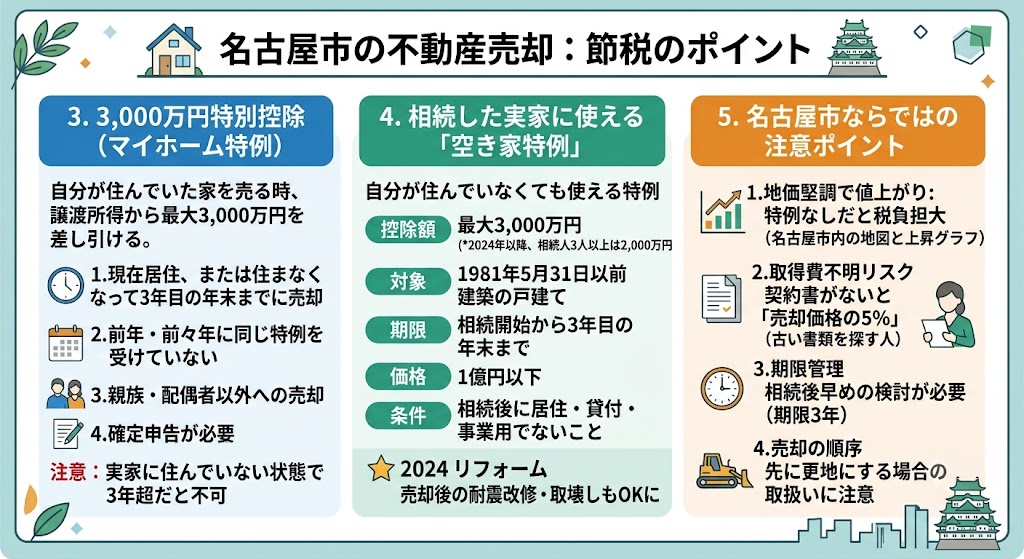 実家を売ったら税金はいくら?譲渡所得税と3,000万円特別控除の賢い使い方【名古屋市版】