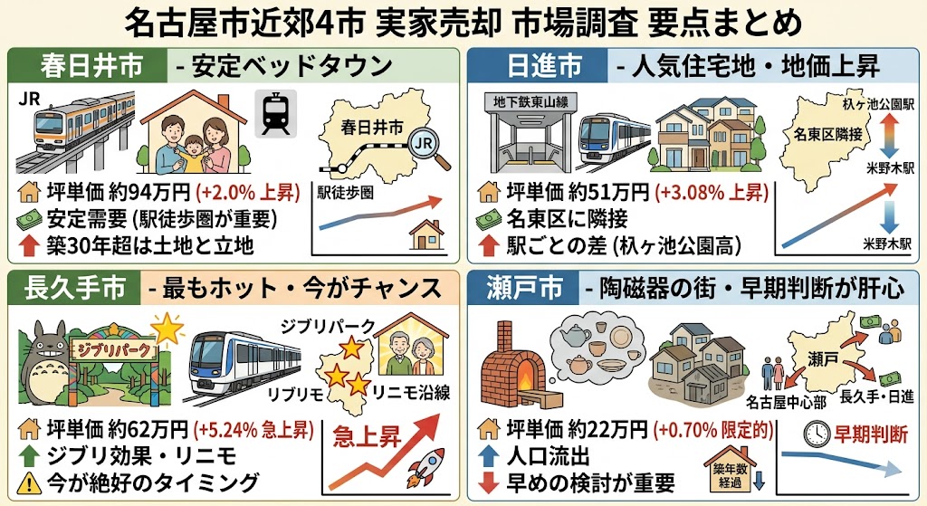 実家が「負動産」になる前に動け!|名古屋市近郊4市(春日井・日進・長久手・瀬戸)売却相場と市場事情を完全解説