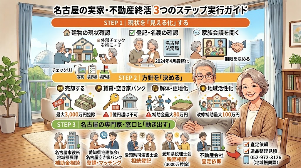 「名古屋の実家、どうする?」と思ったら読む65歳から始める不動産終活3つのステップ【名古屋市2026年最新】
