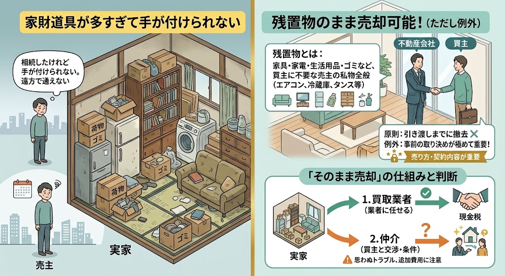 「片付けなくていい」は本当？家具・荷物を残したまま家を売る“そのまま売却”の真実【2026年最新】