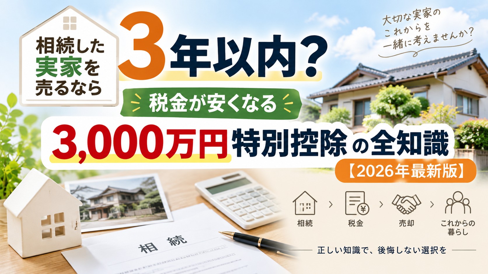 相続した実家を売るなら3年以内？税金が安くなる“3,000万円特別控除”の全知識【2026年最新版】
